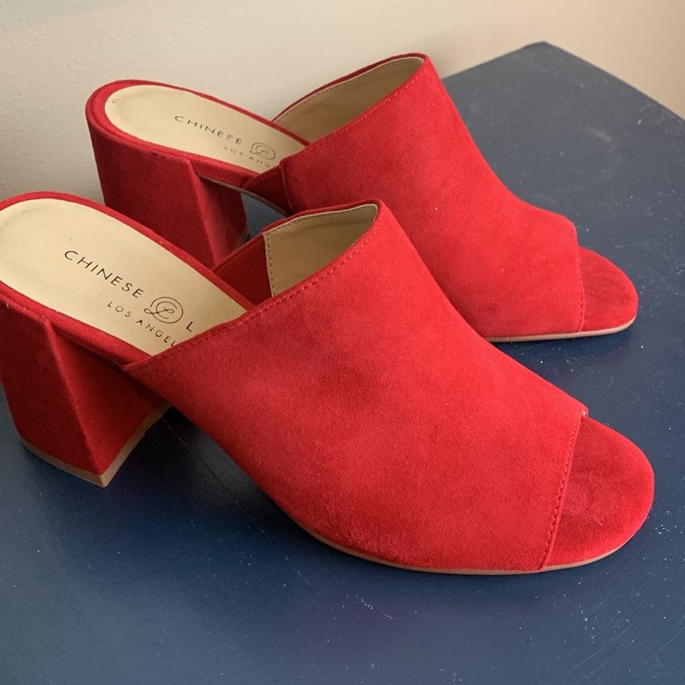 Chinese Laundry Los Angeles Women’s Red Open Toe Mules Size 7 - Picture 2 of 10